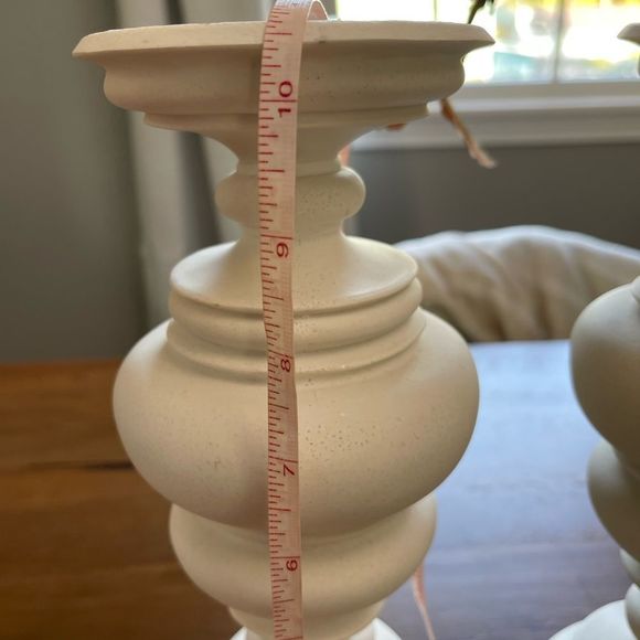Set of Two White Pillar Candle Holders - Picture 7 of 14